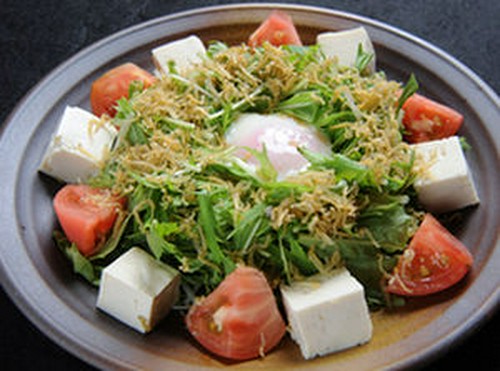 水菜とジャコの豆腐サラダ