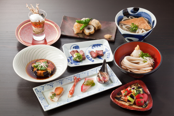 A course of eight dishes