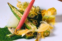 夏野菜が主役の温前菜　あじのエスカベッシュ添え

※7月上旬～8月上旬までのメニュー