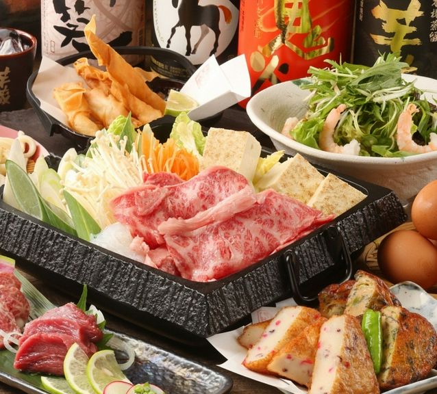 黒毛和牛の選べる鍋コース。馬刺しや黒豚を食す九州料理満載なコース!!