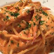 渡り蟹のトマトクリームスパゲッティー