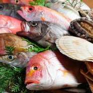 活きの良い魚介類を桶盛りにしてお客様の所へ運び、お好みの食材を選んで頂くスタイルを採用しています。煮付、塩焼き、揚げ物、セイロ蒸しなど調理法も選ぶことが可能。