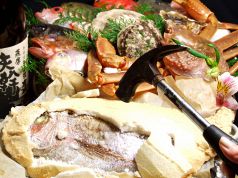 "Reservations for April and after" "Shiogama-yaki Sea Bream Course" 8 dishes 5,500 yen (tax included) "All-you-can-drink" 6,600 yen (tax included)