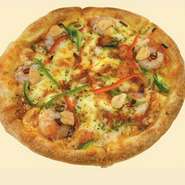 エビとカニのチリガーリックピッツァ