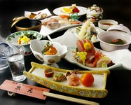 先付・前菜・お造り・焚合せ・焼物・温物・揚物・お椀・食事（寿司）・デザート