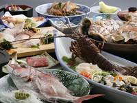 【鯛の活造りコース】＋伊勢エビ・アワビの舟盛、季節の一品を付けた特別料理