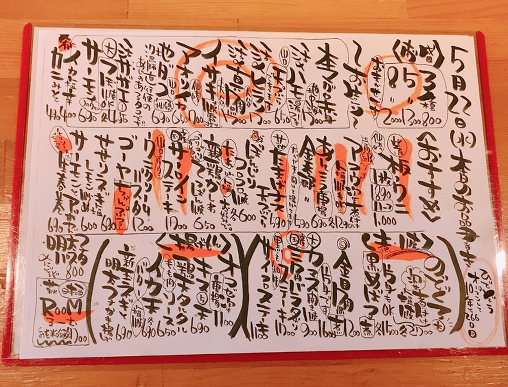 本日のおしながき