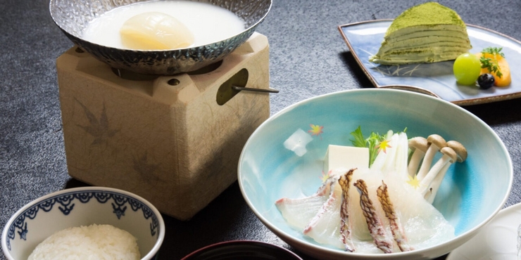 Setouchi sea bream shabu-shabu course with special Awaji onion soup [Taste of Hyogo and Setouchi]