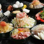 ご飲食時間は4時間です。ごゆっくり、おくつろぎください。
海鮮スペシャル　もんじゃ、明太もちチーズ　もんじゃ、ふわふわ　エア・イン　お好焼　など。