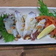 北海ダコのカルパッチョ　～バジルソース～