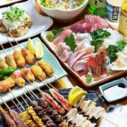 宴会料理4400円から。串亭人気のバリエーション豊かなメニューをご用意。