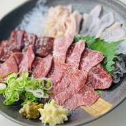 本日入荷したものすべて入った特選肉刺しです。