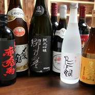 焼酎、日本酒、ワイン等も厳選して仕入れております