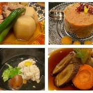 旬の食材やお酒、季節の味覚を大事にし四季折々の御料理、日本酒をご提供致します。
日本酒や焼酎と相性の良い創作料理・季節料理の数々で至福の一時をお過ごしくださいませ。