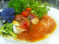 ゴルゴンゾーラトマトソースで ―