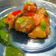 冷製 『 カポナータ 』
- Caponata fredda con salsaverde al basilico -