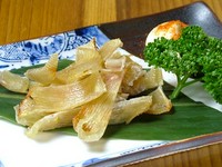 五平餅・エイヒレ・ししゃも・明方ハム・明方ハムの醤油フランク。