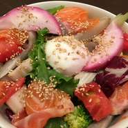 【軽食セット】野菜サーモン丼セット