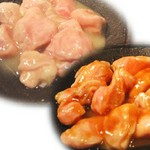 名前の由来は焼くと「ポンポコ」になるから。豚のてっぽう（直腸）を輪切りでカットしてリング状にしてあります。脂が大変乗っているおいしいホルモンです。