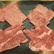 Ａ５ランクの黒毛和牛だけを存分に。上ロース・上カルビ・ロース・カルビの4品。