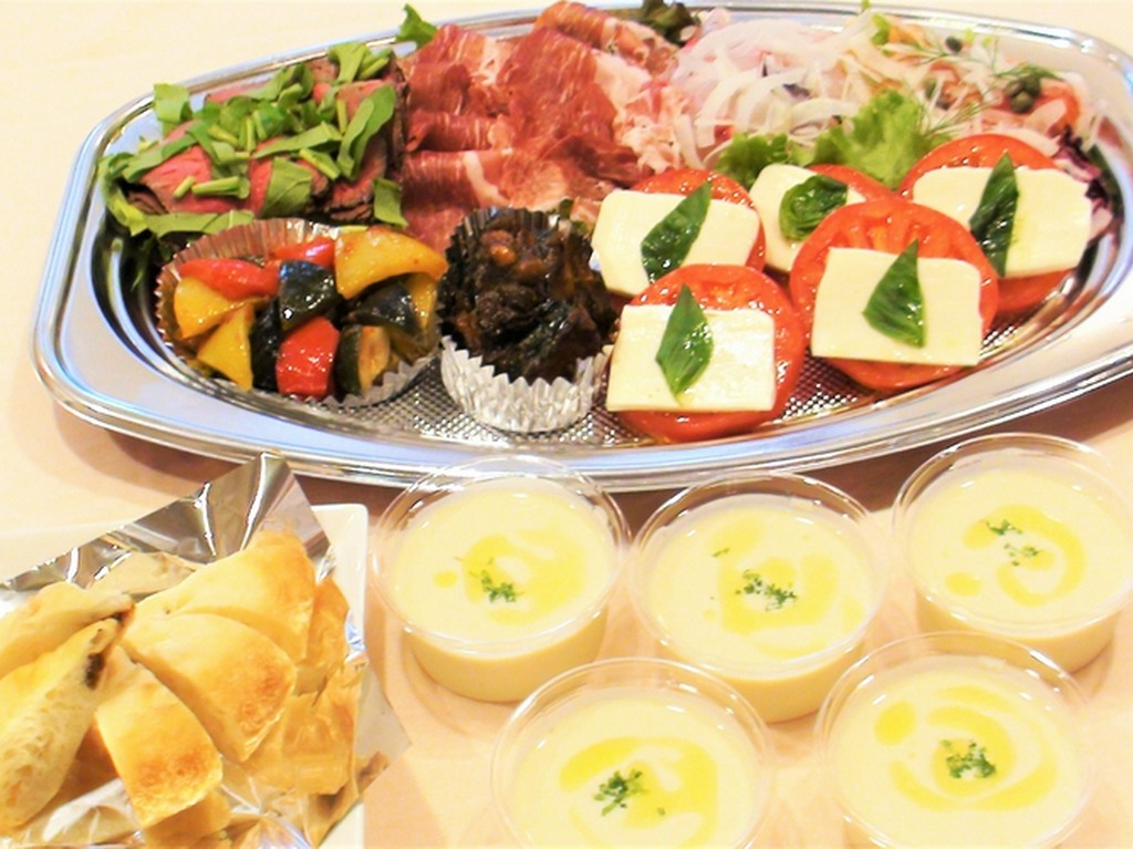 オードブル　：9点の内容で人数分のポーションに盛付けます