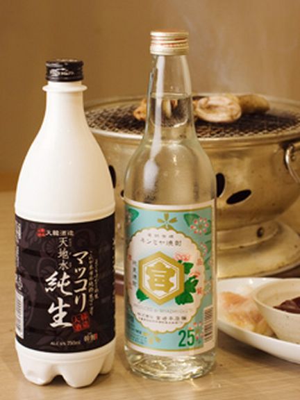 生マッコリとキンミヤは当店のオススメ。ホルモンによく合います