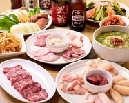 自慢の新鮮ホルモンに定番のお肉カルビ、ハラミ、人気の牛タンもついたコース！