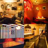 プライベート感たっぷりの個室。大小・雰囲気の異なる個室をご用意しております。
こだわりのインテリアや内装がお部屋を彩ります。
女子会や誕生日会、接待に最適。カラオケ付の個室は合コンにぴったり。