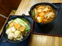 写真２種の他、寄せ鍋・牡蠣鍋・ちゃんこ鍋・つみれ鍋・石狩鍋・野菜豆腐鍋・等多種・週替り
鍋後の雑炊（厨房調整調理）も旨い、（鍋種・だし汁残量・等にて、ご提供できない場合もございます）
＊3人前以上要予約