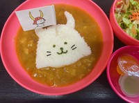 可愛いひこにゃん カレーとサラダとゼリー。