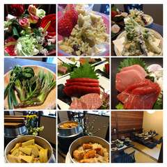 常陸牛、美味しいお刺身・釜めし　有機野菜が味わえます