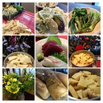 前菜・本日のお刺身・天ぷら
本日の釜めし・お吸い物・香の物
コーヒー又は紅茶
釜めしが4種類から選べます。
茨城県産しらす　筍と常陸の輝き
鶏とごぼう　蓮根と明太子