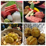 前菜　朝採り野菜と栗のサラダ　手作りとうふ
揚物　海老しんじょうと栗・笠間野菜の天ぷら
釜めし　シンプルな栗の釜めし
お吸い物・香の物
食後のお飲み物　コーヒー又は紅茶