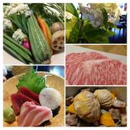 茨城を代表する贅沢な釜めしに仕上げております。
前菜　朝採り野菜とのサラダ　手作り豆腐
揚物　海老しんじょうと笠間野菜の天ぷら
常陸牛の五目釜めし　香の物　お吸い物
食後のお飲み物　　お刺身付きは2860円
