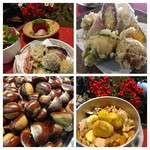 前菜　朝採り野菜と栗のサラダ　手作りとうふ
お刺身　天然本マグロ
揚物　海老しんじょうと栗・笠間野菜の天ぷら
釜めし　栗と常陸牛の釜めし
お吸い物・香の物
食後のお飲み物　コーヒー又は紅茶