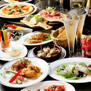 いたるところにセンスが光る洒落た雰囲気の店内は、周りを気にすることなくゆったりと貸切で楽しむことも。ちょっとした記念日からパーティーにも最適なコース料理も用意しているとか。