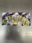 新鮮ぴかぴかの鯛の薄造りです。わさび?油、ポン酢
で食べていただいてご満足いただけます。
