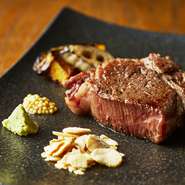 A5黒毛和牛イチボ肉のステーキ