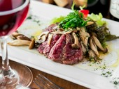 ハラミのステーキ　マッシュルームとキノコのソース