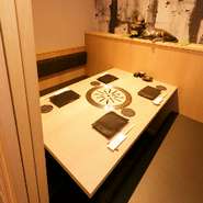 完全個室なので少人数の接待に最適です。