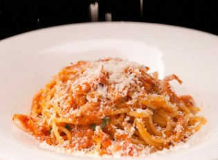 桜エビのアマトリチャーナ　ふきのとう風味　スパゲッティー