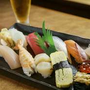 お米のサラブレッド、新潟産こしいぶきを使用。甘くておいしいお米と極上ネタの、最高の組み合わせ。