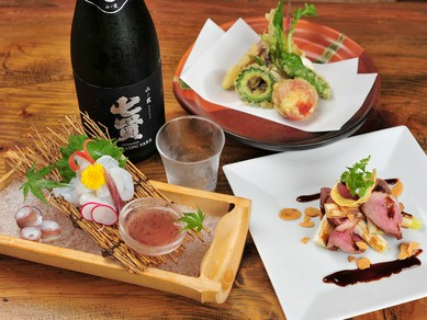 『夏野菜の天ぷら』とスパークリング冷酒『七賢』で、夏の宴会を
