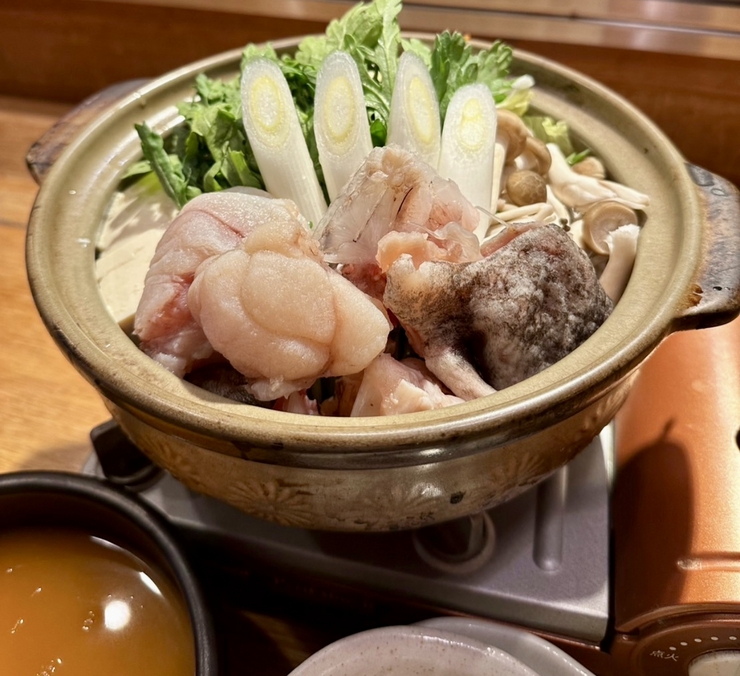 7-dish monkfish hotpot course for 5,500 yen