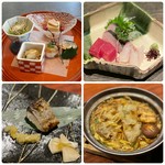 旬のツマミ４品。
お腹の具合で追加のツマミや締めのお茶漬けなどもおつくりします。
