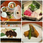 旬のツマミ４品。
お腹の具合で追加のツマミや締めのお茶漬けなどもおつくりします。
