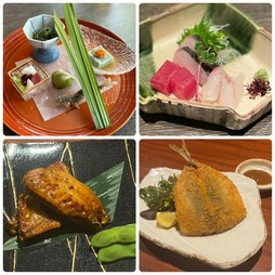 旬のツマミ４品。
お腹の具合で追加のツマミや締めのお茶漬けなどもおつくりします。
