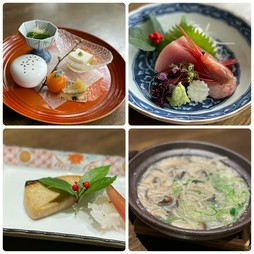 旬のツマミ４品。
お腹の具合で追加のツマミや締めのお茶漬けなどもおつくりします。
