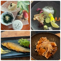 旬のツマミ４品。
お腹の具合で追加のツマミや締めのお茶漬けなどもおつくりします。
