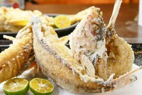 その日の仕入れにより異なるメニューの揚げ魚。店主が厳選した旬の魚を楽しむことができます。
